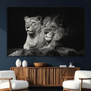 Lion Couple Wall Art Canvas Print – Elegant Black and White