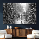 Winter Ski Lift Black and White Canvas Wall Art – Alpine