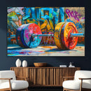 Fitness Gym Barbell Graffiti Wall Art Canvas Print