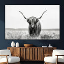 Highland Cow Canvas Wall Art – Majestic Beauty in Black and