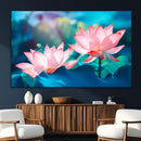 Pink Lotus Flower Canvas Wall Art | Vibrant Floral Wall