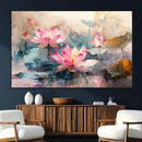 Lotus Flower Wall Art | 3-Panel Giclee Canvas Print of Pink