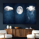 Dark Blue Cloud Art, 3 Piece Indigo Blue Wall Art, Aesthetic