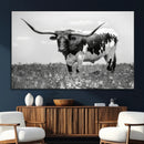 Texas Black White Highland Longhorn Cow Wall Art Canvas by MyGreatCanvas | Canvas Wall Art Prints | Photo Prints & Wall Decor