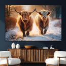 Scottish Highland Cow Horn Farm Wall Art Canvas Print