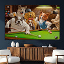 Dogs Playing Pool Canvas Wall Art Funny Gifts Dog Print