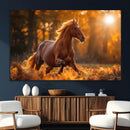 Running Horse Sunset Forest Wall Art Canvas Print