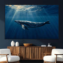 Whale under Ocean Wall Art Canvas Print