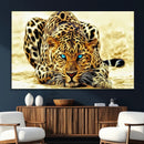 Blue-Eyed Leopard Canvas Wall Art - Framed Animal Print