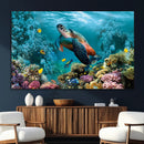 Sea Turtle and Coral Reef Triptych Wall Art – Vibrant