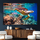 Sea Turtle Wall Art Canvas Print – Vibrant Ocean Coral Reef