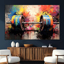 Weightlifting Barbell Art Triptych, Bold Abstract Fitness