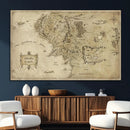 Vintage Middle Earth Map Wall Art Canvas – Lord of the Rings