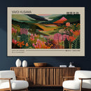 Yayoi Kusama Landscape Canvas Print, Vibrant Floral Mountain