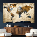 World Map Wall Art – Antique Style Blue and Brown Map Canvas by MyGreatCanvas | Canvas Wall Art Prints | Photo Prints & Wall Decor