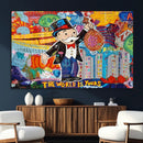 Pop Art Monopoly Man Canvas Wall Art Print - Bold and
