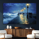Abstract Stormy Ocean Pier Canvas Wall Art Print | Stormy