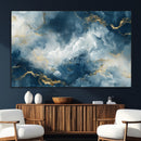 Large Abstract Print - Luxe Blue and Gold Abstract Canvas