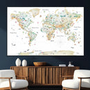 Animal World Map for Kids Room Decor