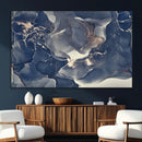 Large Abstract Blue and Gold Canvas Wall Art Fluid Ink
