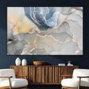 Large Abstract Blue and Gold Canvas Wall Art | Fluid Ink