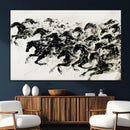 Abstract Horse Wall Art Canvas Print - Dynamic Black Ink