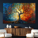 Yggdrasil Tree of Life Mosaic Stained Glass Wall Art Canvas,