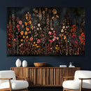 Dark Floral Canvas Wall Art - Moody Botanical Flower Print -