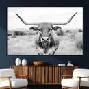 Highland Cow Wall Art Canvas Print – Black and White Western
