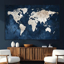 Vintage World Map Canvas Wall Art - Framed Map Print for