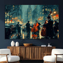Urban Night Jazz Wall Art Canvas Print – Moody Rain-Soaked