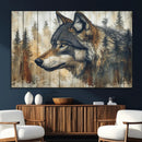 Rustic Wolf Wall Art Canvas Print – Vintage Woodland