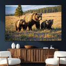 Grizzly Bear Family Wall Art Canvas Print – Majestic