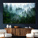 Misty Forest Wall Art Canvas Print – Framed Foggy Mountain