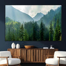 Misty Forest Mountain Wall Art Canvas Print – Framed Serene