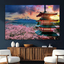 Mount Fuji Cherry Blossom Wall Art Canvas Print – Framed