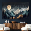 Moonlit Mountain Wall Art Canvas Print – Silhouetted Pines