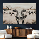 Texas Longhorn Wall Art Canvas Print – Framed Speckled Bull