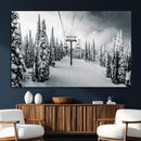 Snowy Pines Wall Art Canvas Print – Framed Ski Lift Winter