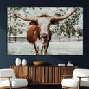 Texas Longhorn Wall Art Canvas Print – Framed Spotted Bull