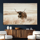 Texas Longhorn Wall Art Canvas Print – Framed Brown Horned