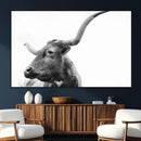 Longhorn Wall Art Canvas Print – Framed Monochrome Ranch Cow