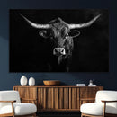 Texas Longhorn Wall Art Canvas Print – Framed Monochrome