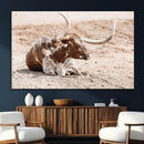 Texas Longhorn Wall Art Canvas Print – Framed Resting Bull by MyGreatCanvas | Canvas Wall Art Prints | Photo Prints & Wall Decor