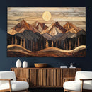 Wood Mountain Wall Art Canvas Print – Framed Boho Abstract