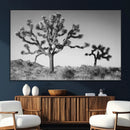 Joshua Tree Wall Art Canvas Print – Framed Monochrome Desert