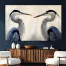 Blue Heron Pair Wall Art Canvas Print – Framed Coastal Bird