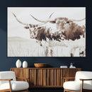 Longhorn Wall Art Canvas Print – Framed Western Cow Rustic