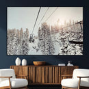 Frosty Pines Wall Art Canvas Print – Framed Cozy Cabin Ski