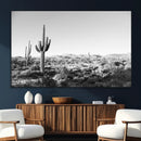 Saguaro Cactus Wall Art Canvas Print – Framed Monochrome
